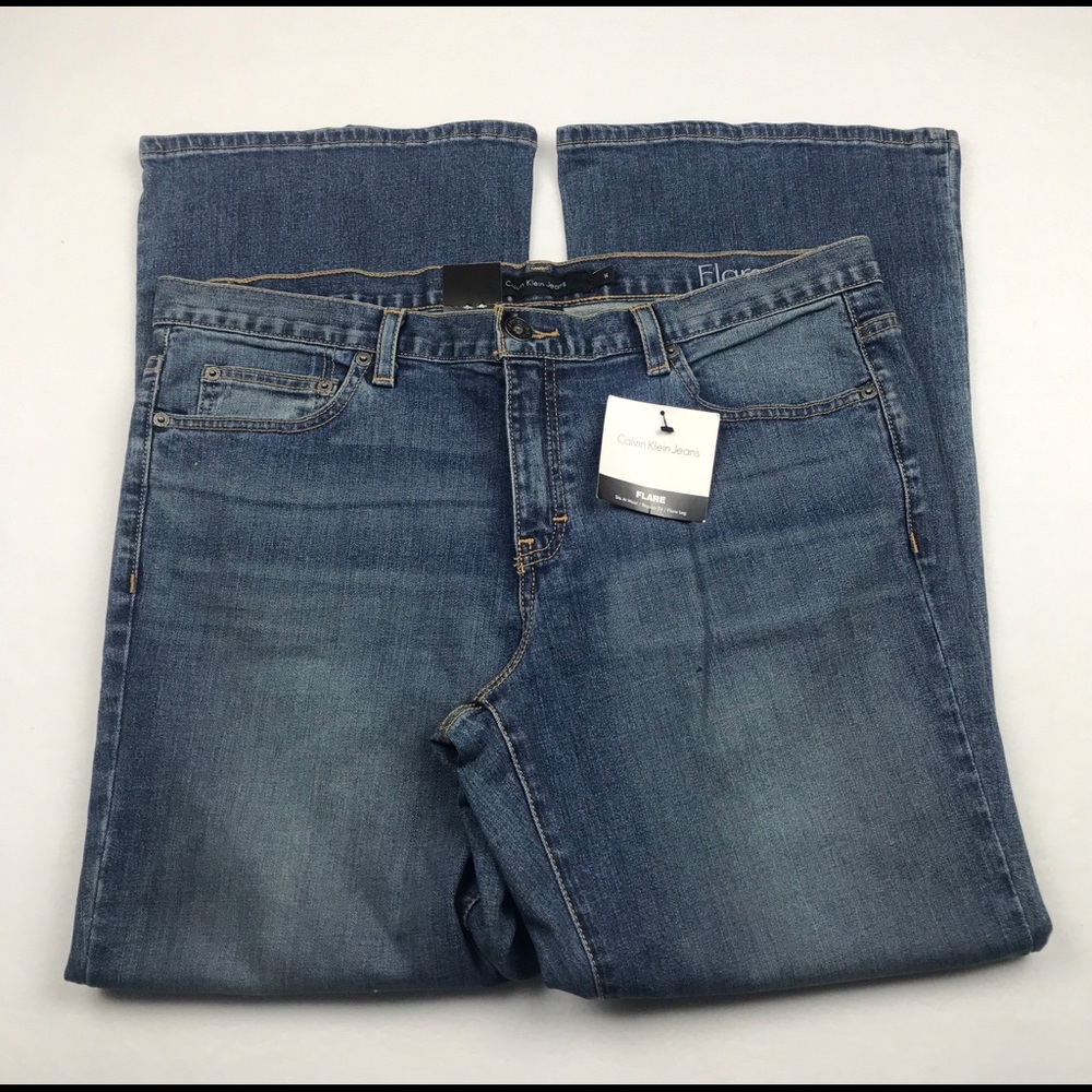 Calvin Klein Flare Medium Wash Denim Jeans Size 14